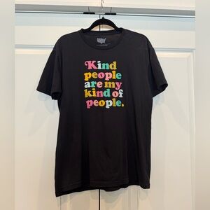 Black Graphic T-Shirt with Colorful Text